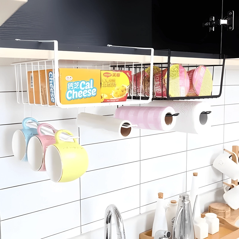 CANASTO ORGANIZADOR MULTIUSO ARMARIO COCINA REPISA FLOTANTE - 4