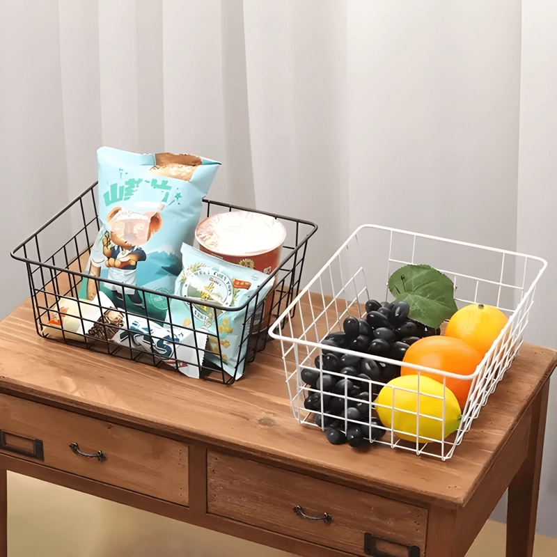CANASTO ORGANIZADOR CESTA DUCHA COCINA HIERRO M 28X21X12 - 4