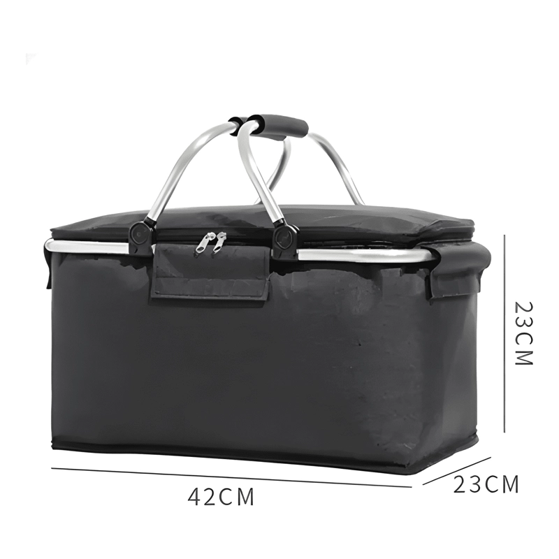 CANASTO DE PICNIC 4 PERSONAS CESTA TE RMICA IMPERMEABLE NEGRO - 4