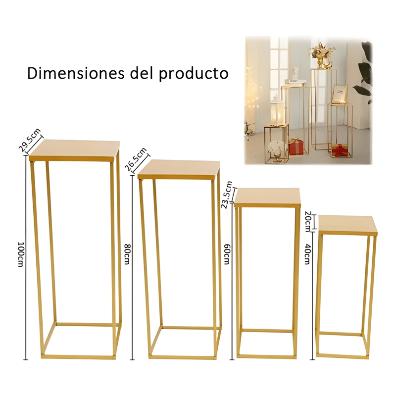 SET 4 PEDESTALES PORTA RAMO DESMONTABLE METAL DECORACION - 2