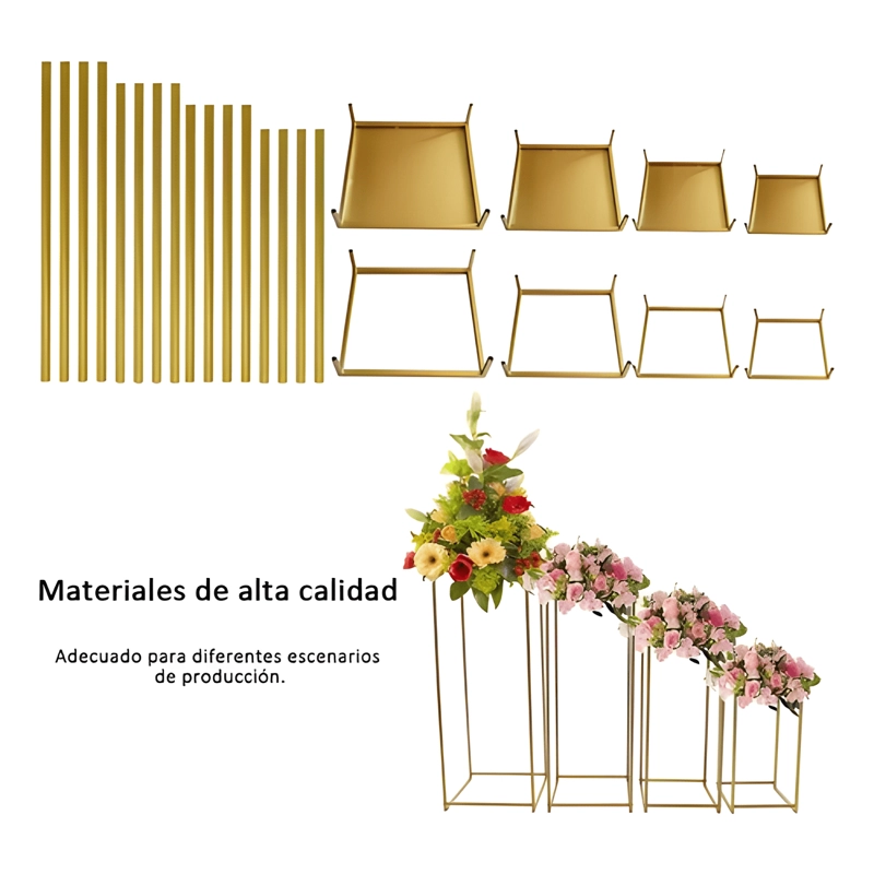 SET 4 PEDESTALES PORTA RAMO DESMONTABLE METAL DECORACION - 3
