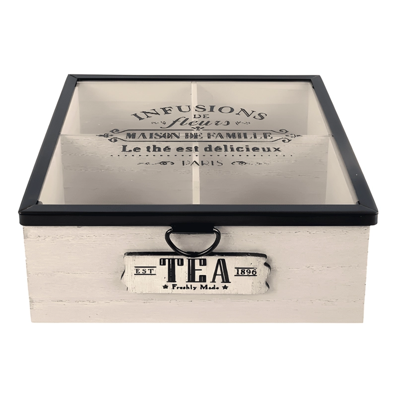 CAJA DE TE  INFUSION 4 DIVISIONES 17X17X8CM - 2