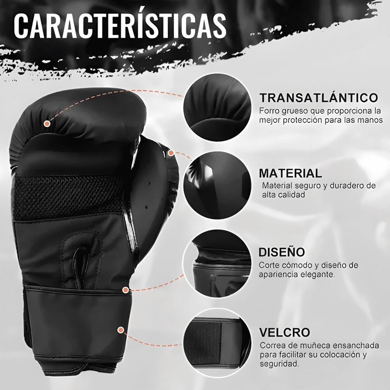 ACEGUANTES DE BOXEO PROFESIONAL ALTA CALIDAD CON VELCRO - 1