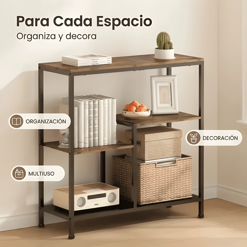 LIBRERO ESTANTE ORGANIZADOR REPISA MULTIUSO LIVING MARRON - 2