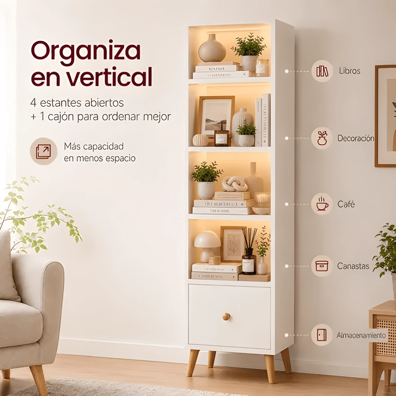 ESTANTE LIBRERO 30X50X180CM BLANCO #5 - 4