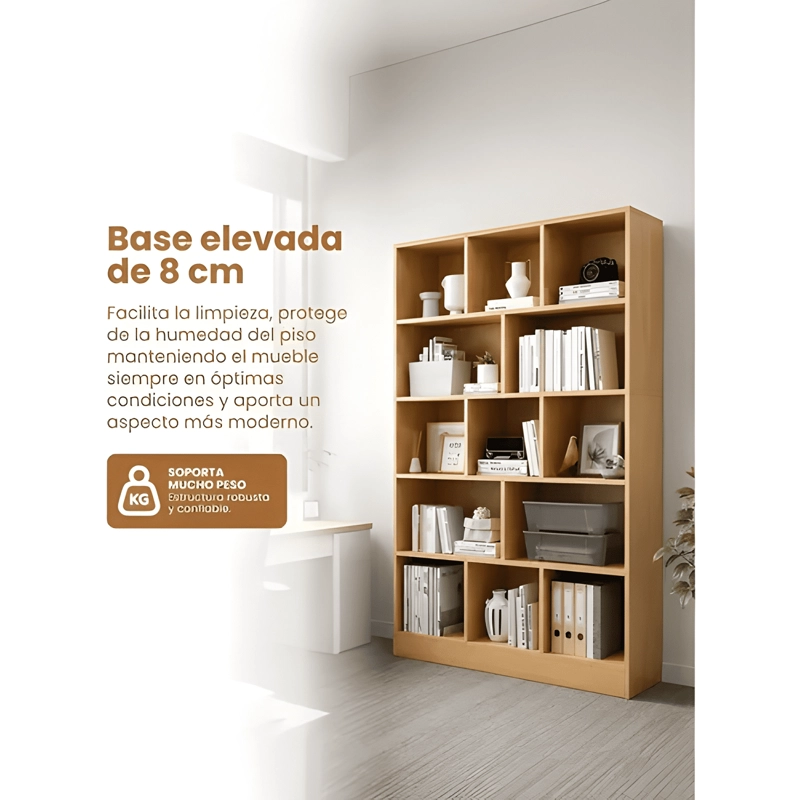 LIBRERO MADERA BIBLIOTECA 13 REPISAS 100X23X180CM - 4