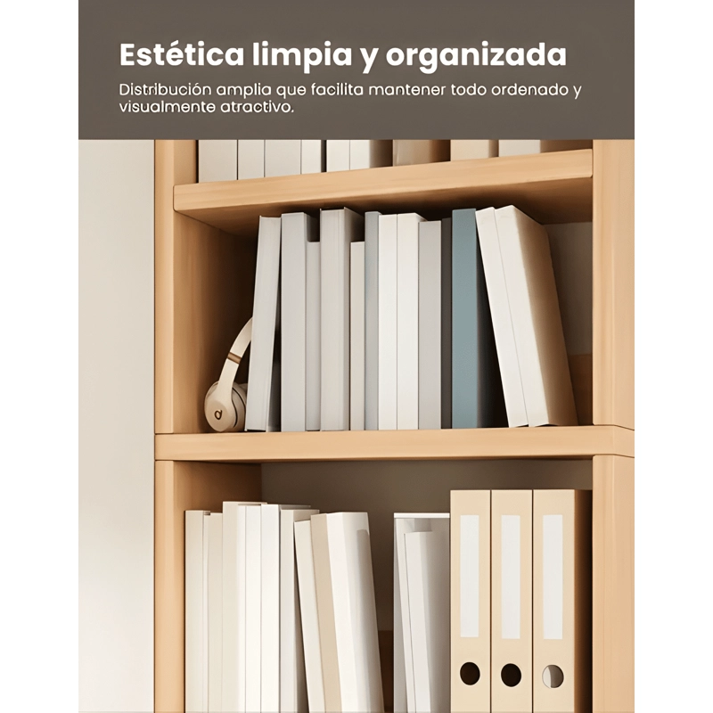 LIBRERO MADERA BIBLIOTECA 4 REPISAS CAJON 180X50X30 #10 - 4
