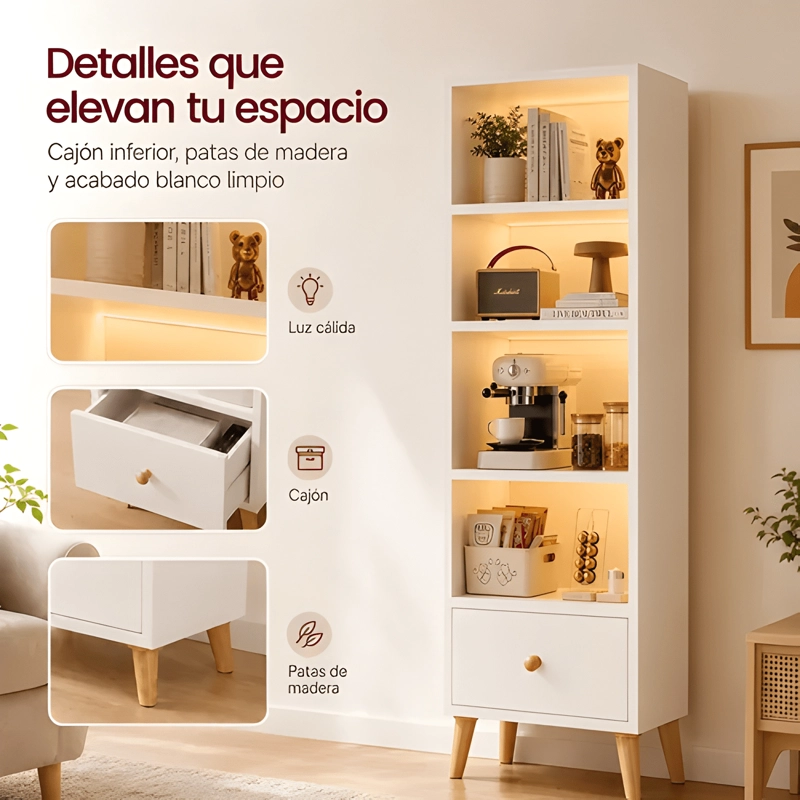ESTANTE LIBRERO 30X50X180CM BLANCO #4 - 2