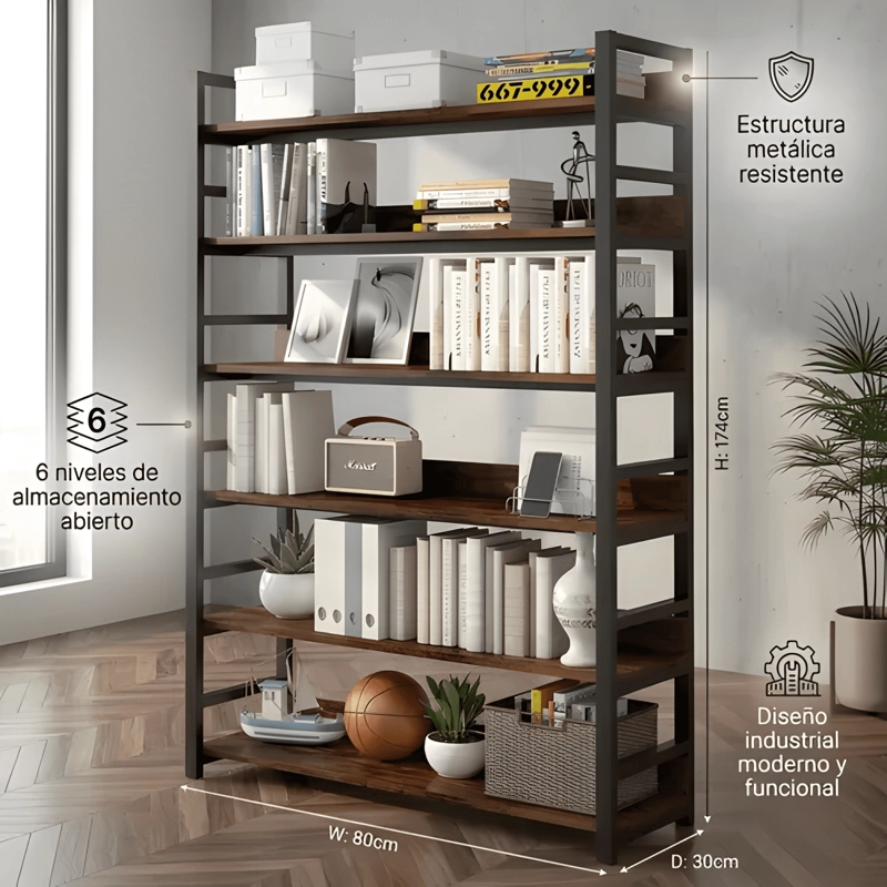 ORGANIZADOR ESTANTE LIVING MULTIFUNCIONAL 80X30X174CM MARRON - 2