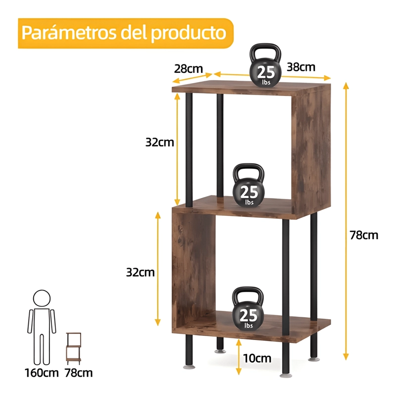 ESTANTE LIBRERO ESTANTERIA REPISAS MADERA 38X28X78CM - 2
