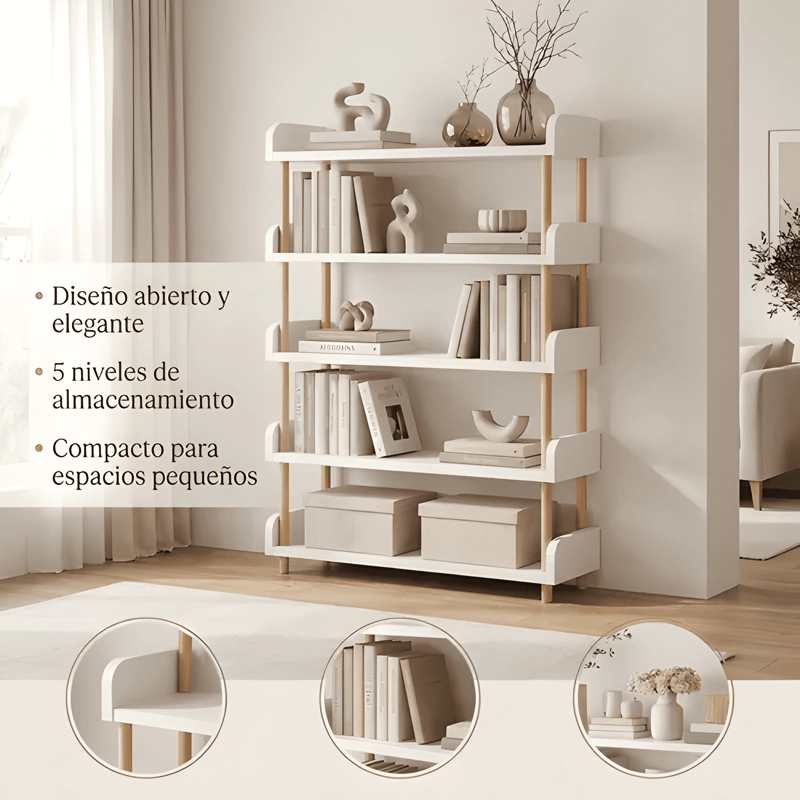 LIBRERO BIBLIOTECA 5 NIVELES DORMITORIO MULTIFUNCIONAL #3 - 2