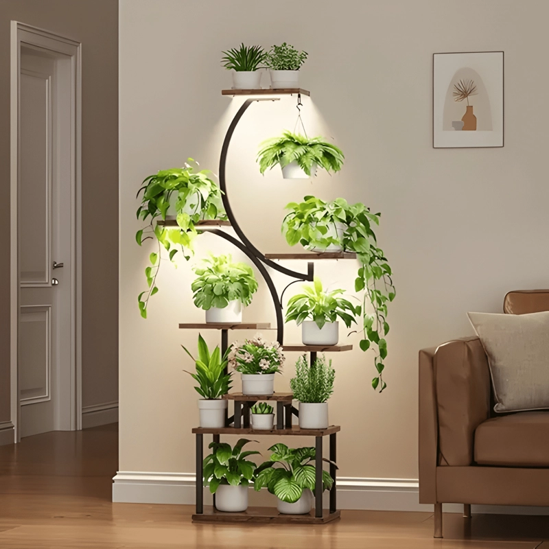 ORGANIZADOR REPISA DECORACION ESTANTE PLANTA LIBRERO CON LUZ - 1