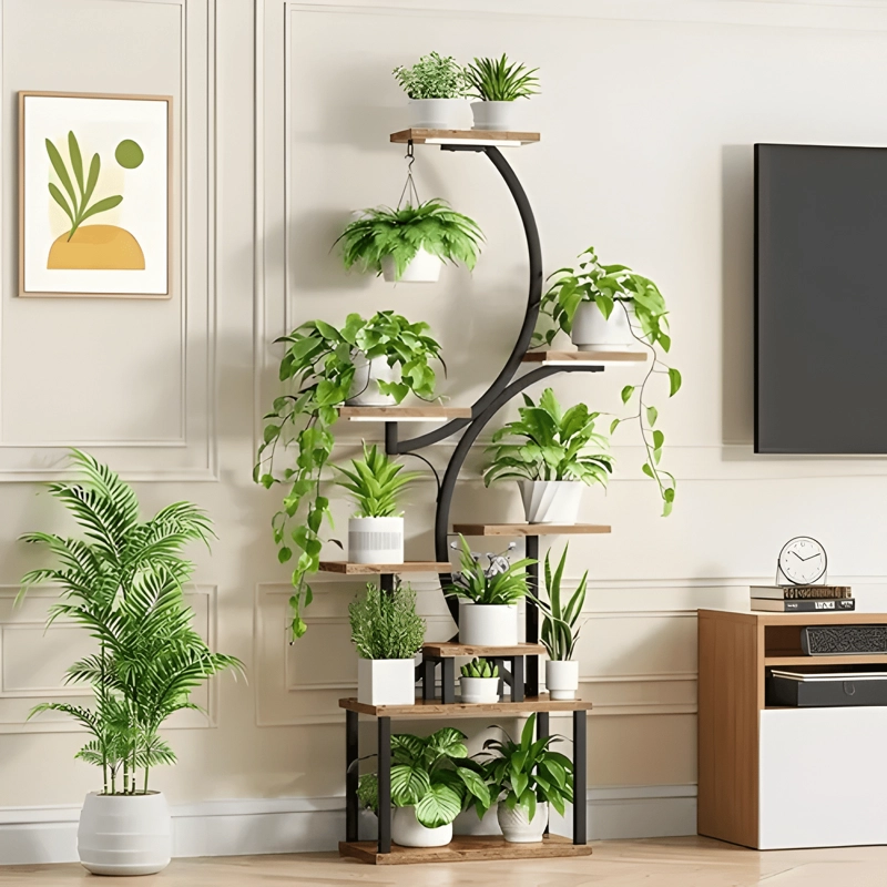 ORGANIZADOR REPISA DECORACION ESTANTE PLANTA LIBRERO CON LUZ - 2