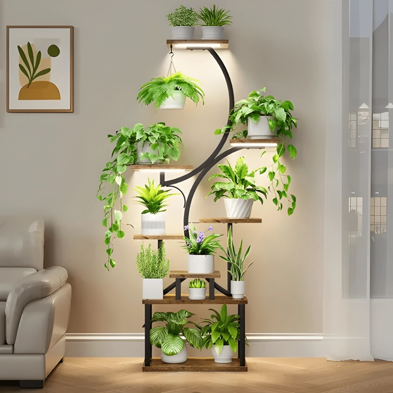ORGANIZADOR REPISA DECORACION ESTANTE PLANTA LIBRERO CON LUZ - 3