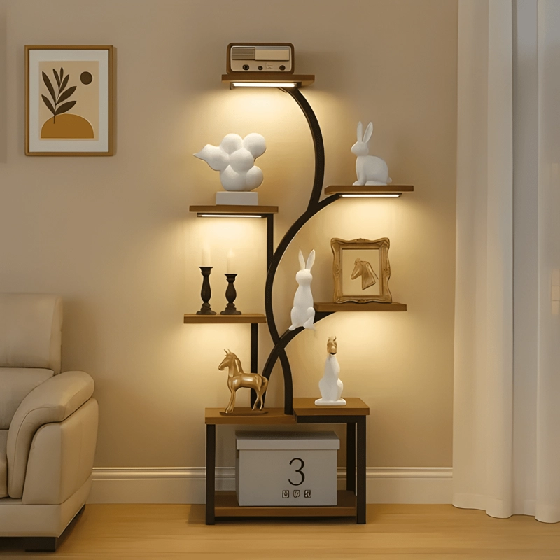 ORGANIZADOR REPISA DECORACION ESTANTE PLANTA LIBRERO CON LUZ - 4