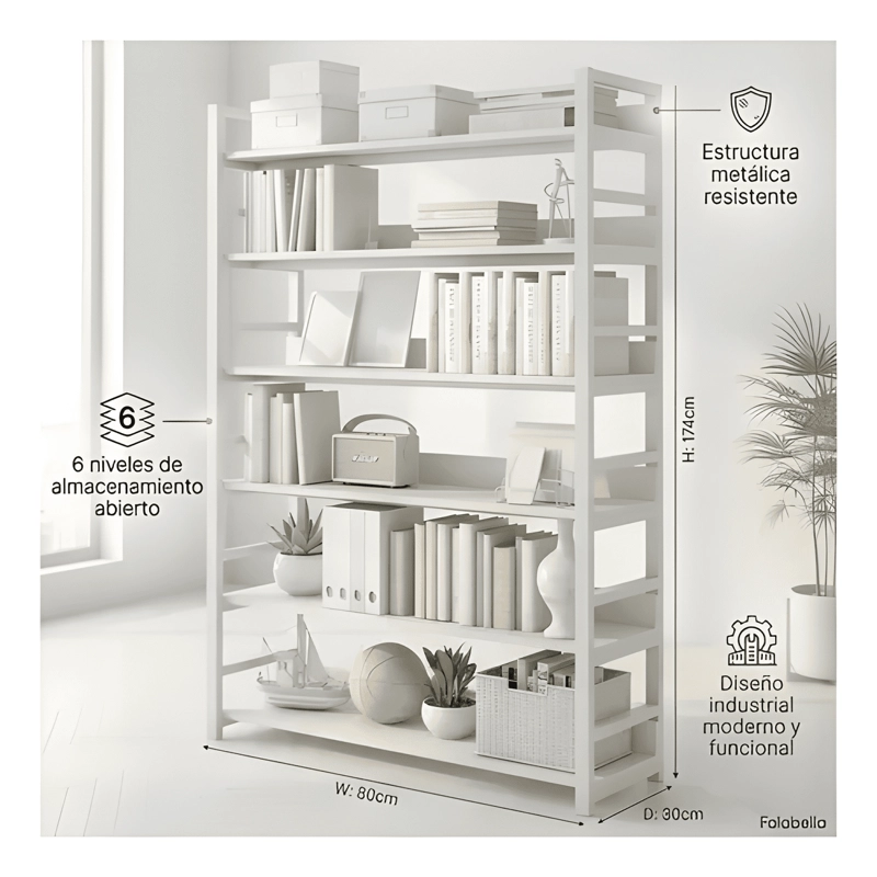 ORGANIZADOR ESTANTE LIVING MULTIFUNCIONAL 80X30X174CM BLANCO - 2