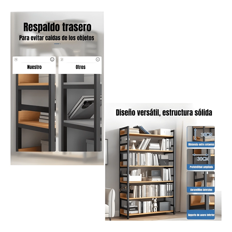 ESTANTE LIBRERO REPISAS 6 NIVELES ANTON 174CM CAFE - 3