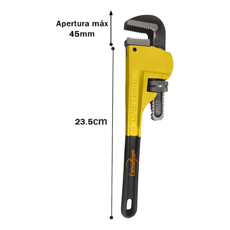 LLAVE INGLESA STILLSON APERTURA 45MM 12 PULG AMARILLA - 2