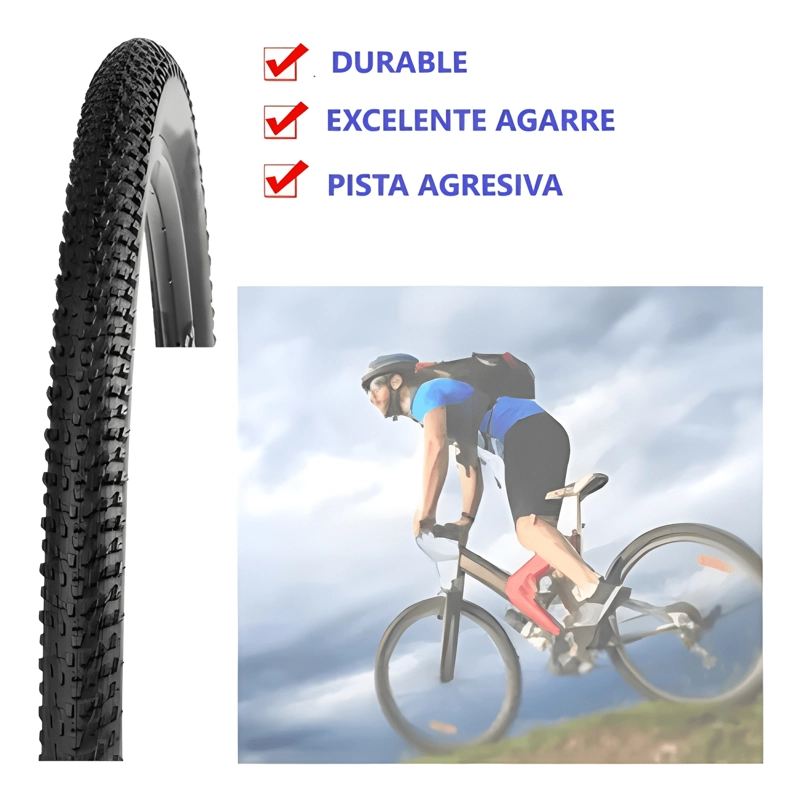NEUMATICO BICICLETA PLEGABLE REPUESTO ARO 26X2.125 NEGRO - 1