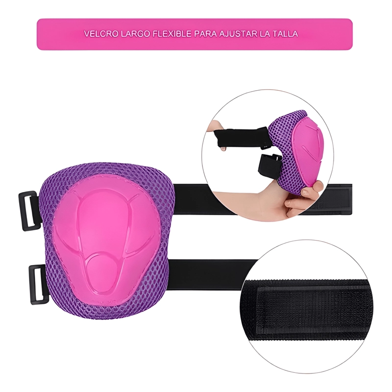 SET PROTECCION NIÑA CASCO RODILLERA CODERA MORADO - 1