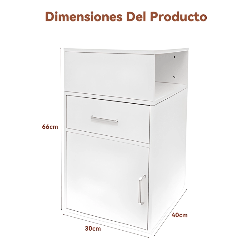 VELADOR DE MADERA CON CAJON PUERTA Y ESTANTE BLANCO - 1