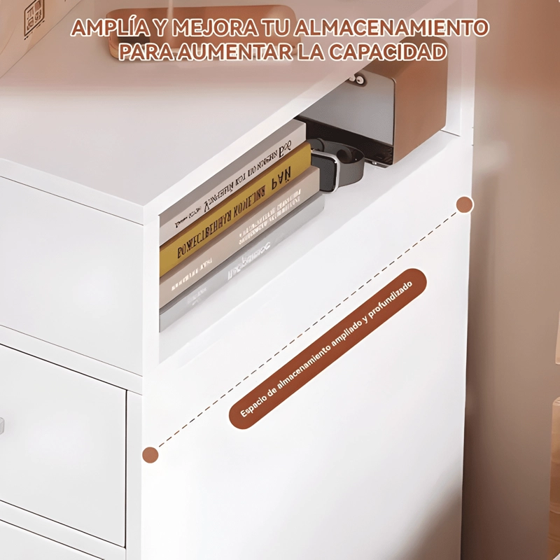 VELADOR DE MADERA CON CAJON PUERTA Y ESTANTE BLANCO - 4