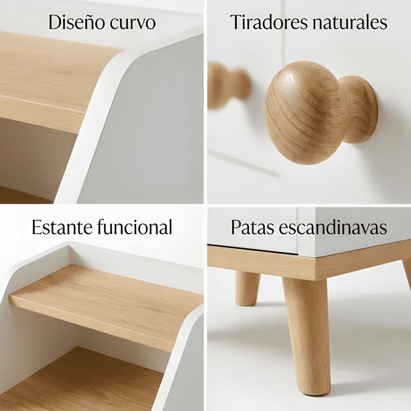 VELADOR 2 NIVELES CAJONES HOMER DESIGN 40X30X53 BLANCO - 3