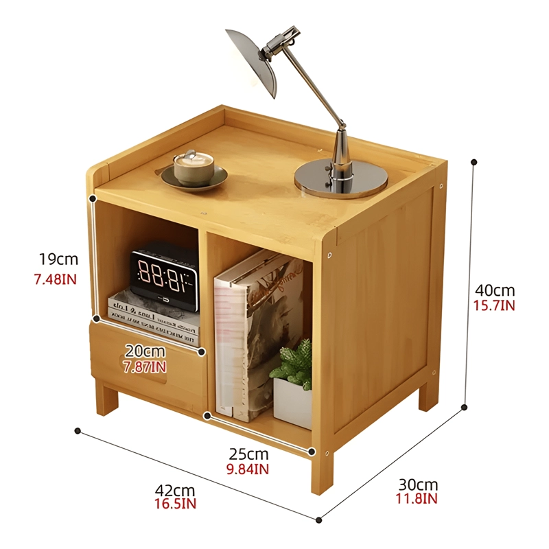 MESA DE NOCHE DE BAMBU VELADOR DE 1 CAJON - 3