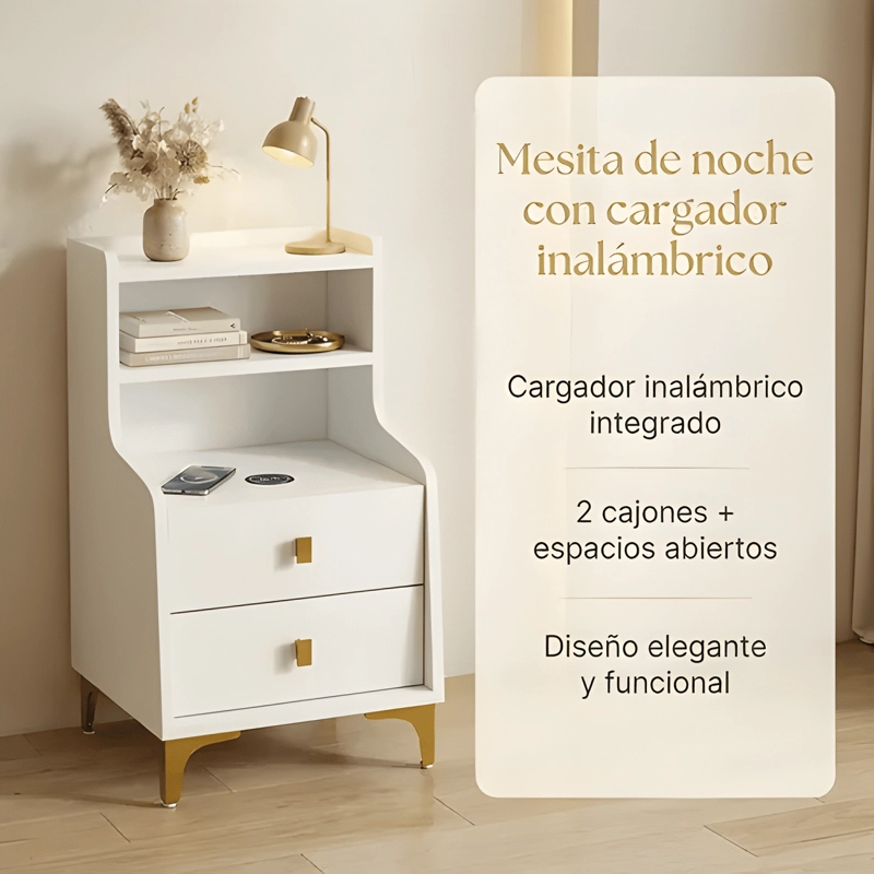 VELADOR 2 NIVELES CARGADOR INALAMBRICO HOMER 40X34X68 BLANCO - 1