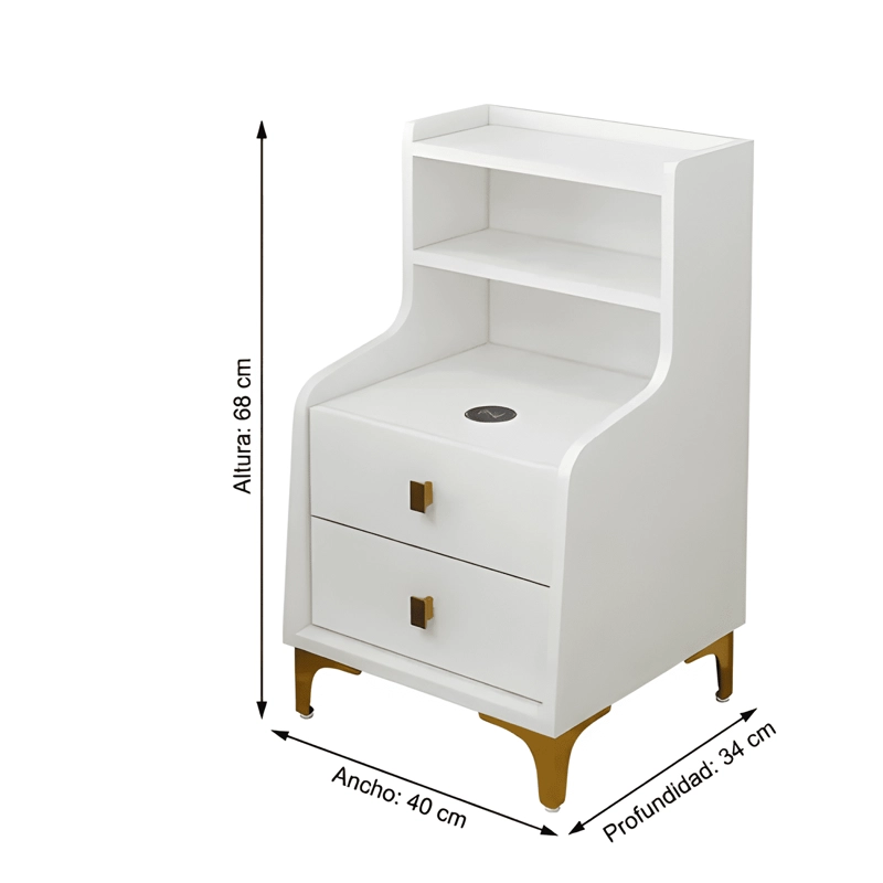 VELADOR 2 NIVELES CARGADOR INALAMBRICO HOMER 40X34X68 BLANCO - 2