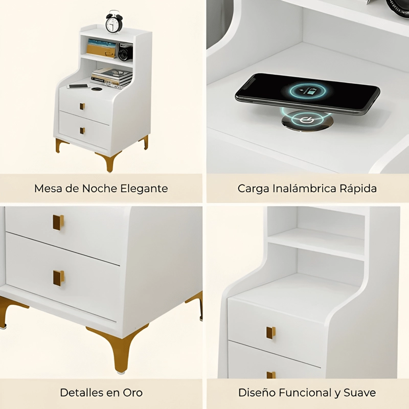 VELADOR 2 NIVELES CARGADOR INALAMBRICO HOMER 40X34X68 BLANCO - 3