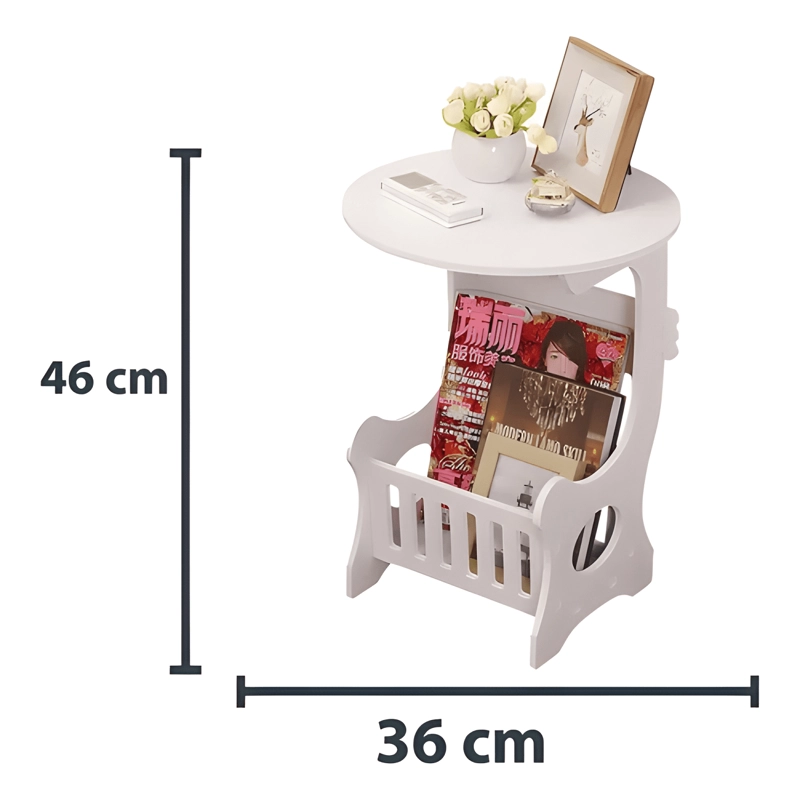 MESA REVISTERO DECORATIVA MODERNA DE CENTRO BRILLANTE BLANCO - 1