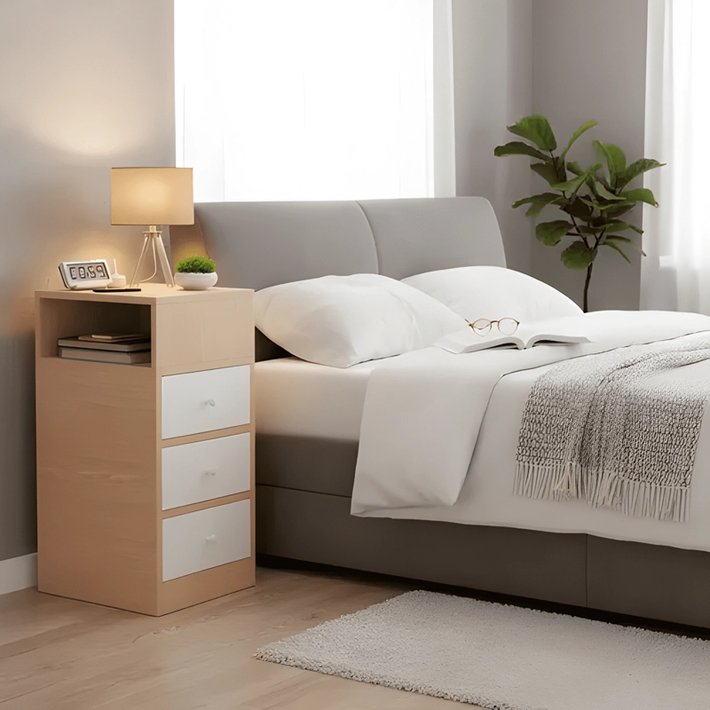 VELADOR ANGOSTO 3 CAJONES BICOLOR CHIC HOME - 4