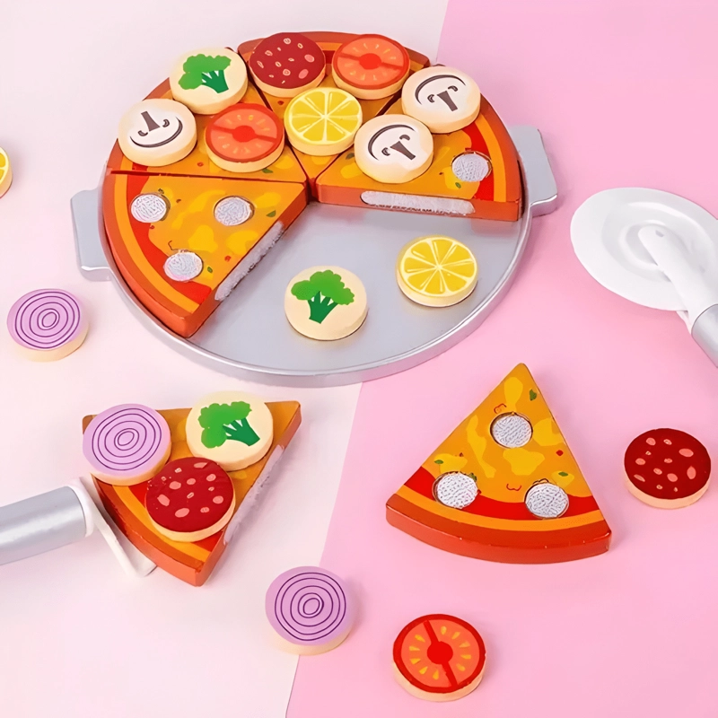 SET DE PIZZA JUGUETE DE MADERA MOTRICIDAD E INGENIO - 2