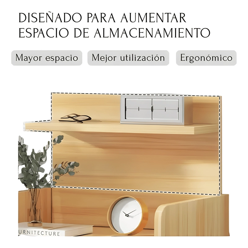 VELADOR MESA DE NOCHE 3 NIVELES CON CAJON 33X26X60 CM #1 - 3