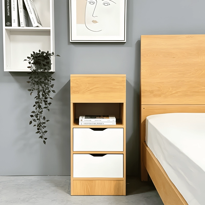 VELADOR ANGOSTO 2 CAJONES OCULTOS MDF MATE 30X30X66 BLANCO - 4