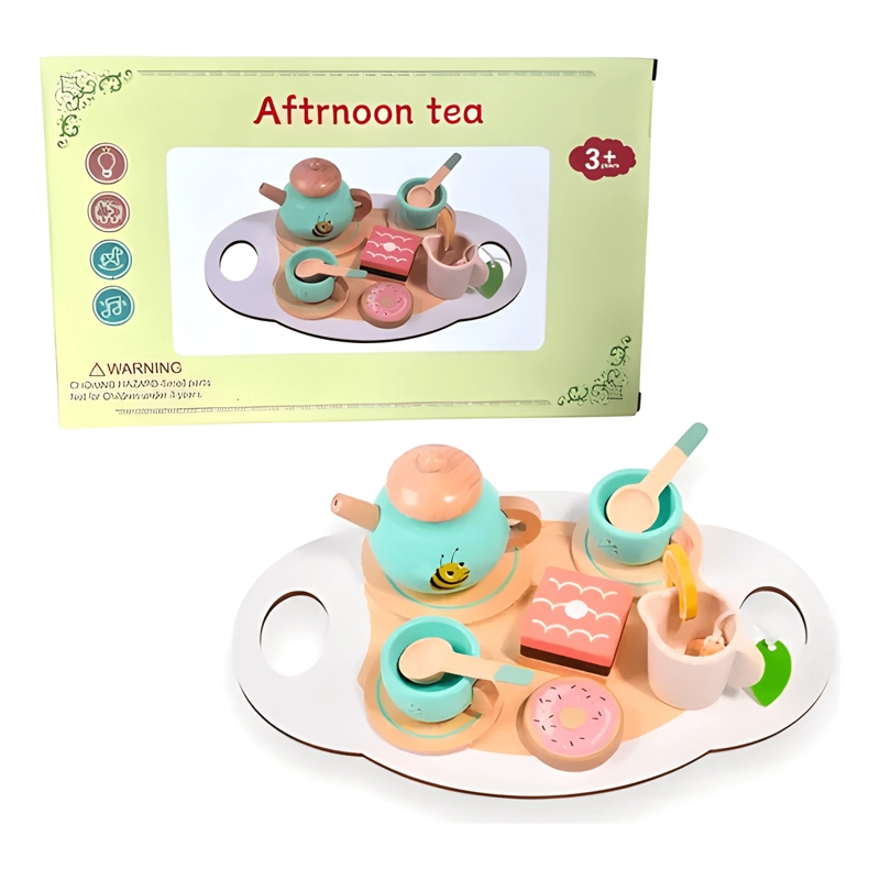 SET DE TE  CON BANDEJA JUGUETE DE MADERA FL601 - 2
