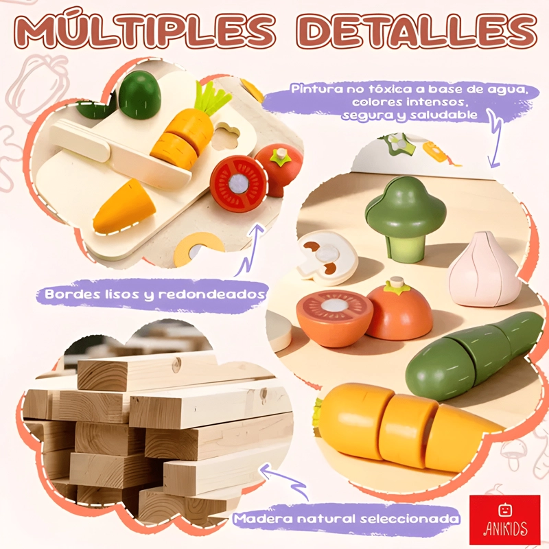 JUGUETE COCINA CORTA FRUTA Y VERDURA VELCRO 23 PIEZAS - 2