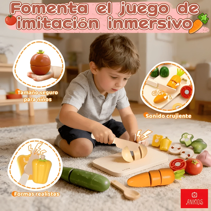 JUGUETE COCINA CORTA FRUTA Y VERDURA VELCRO 23 PIEZAS - 3