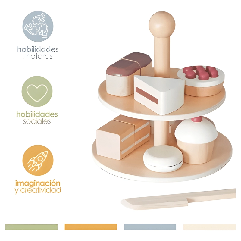 SET PASTELERIA CORTA POSTRE INFANTIL MADERA BANDU - 1
