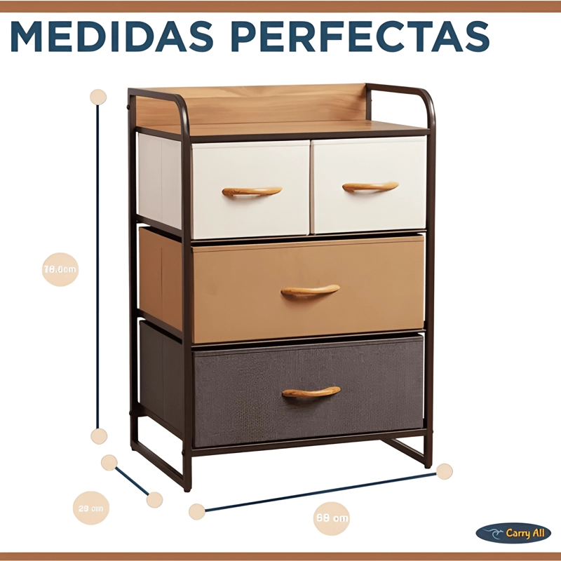 CAJONERA CARRY ALL 4 CAJONES TELA ESTRUCTURA METALICA - 4