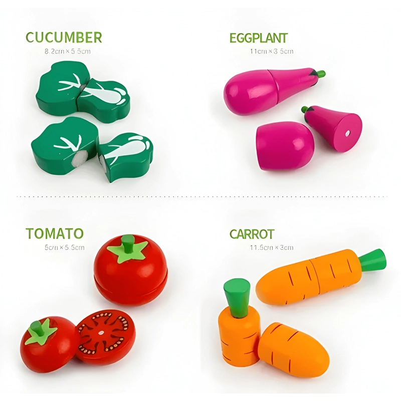 SET CORTA FRUTAS Y VERDURAS MADERA CON IMAN 17 PIEZAS #3 - 4