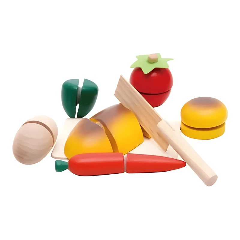 JUGUETE DIDACTICO DE MADERA PARA CORTAR FRUTA - 4