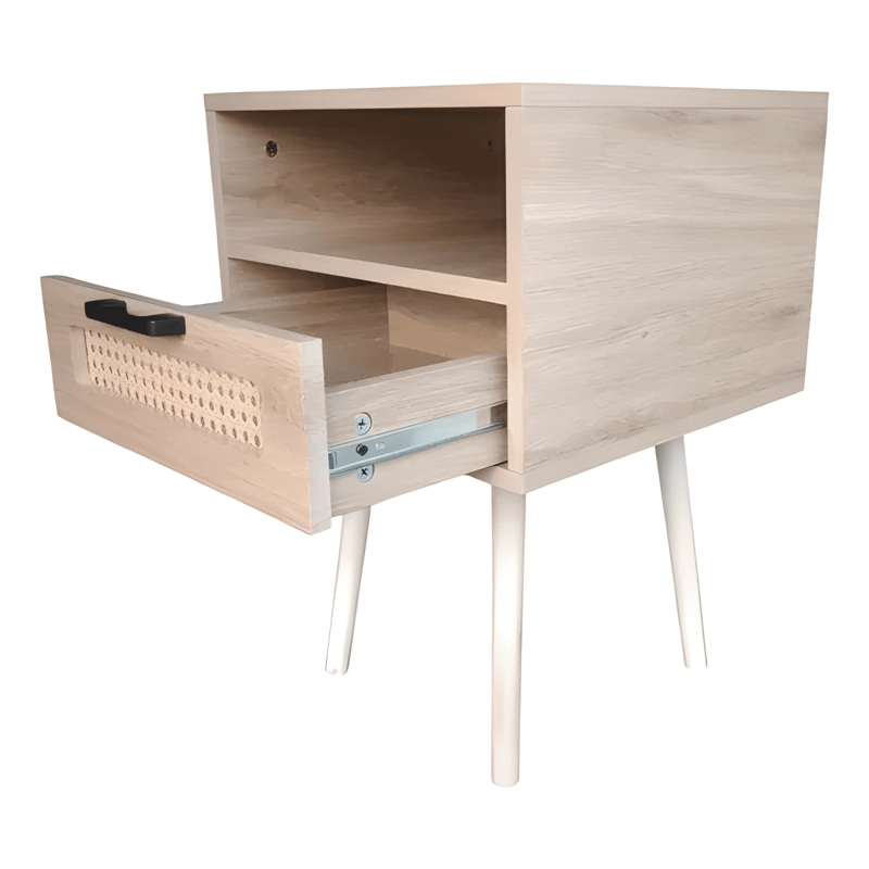 PAR DE VELADORES NORDICOS CON RATAN M02 59X40X40 - 1
