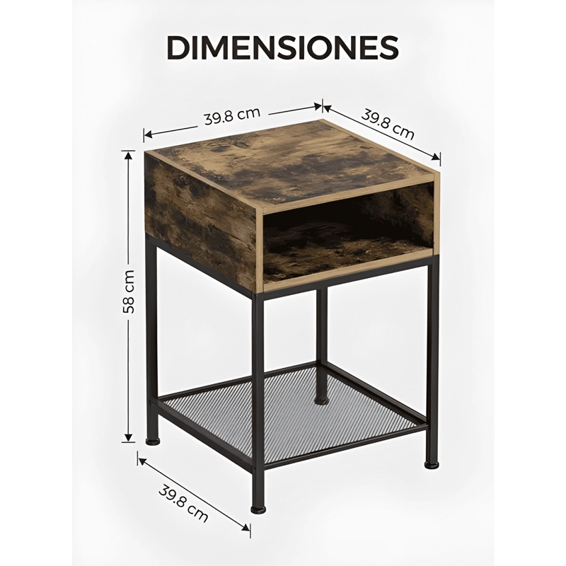 VELADOR MESA AUXILIAR LATERAL DE 2 NIVELES MADERA - 3