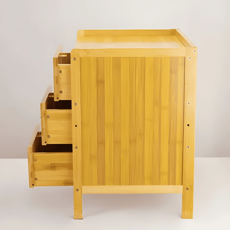 VELADOR 3 NIVELES DE BAMBU CON CAJON MESITA - 2