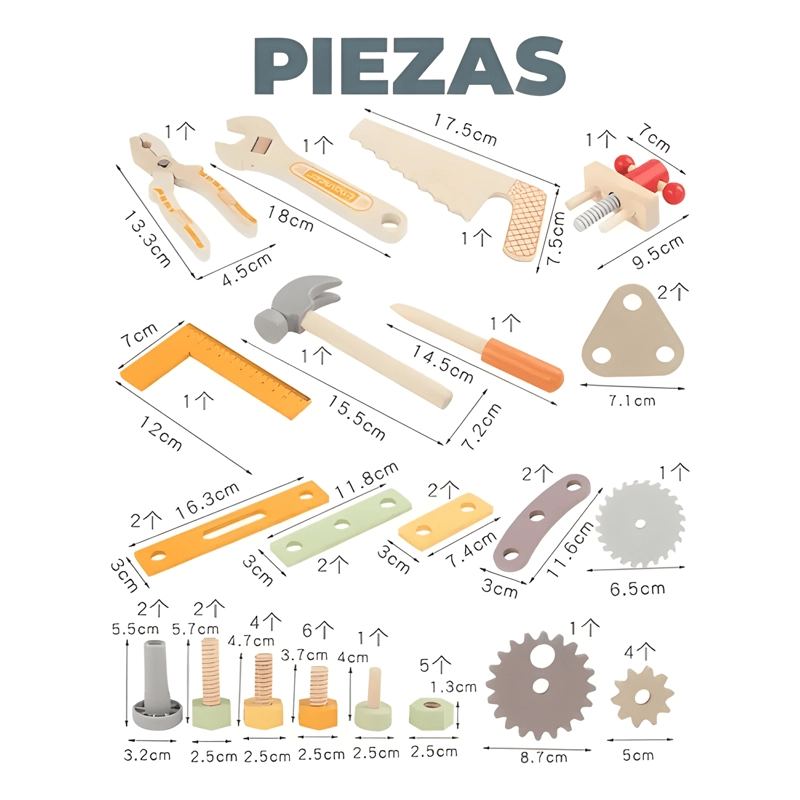 SET DE HERRAMIENTAS DE MADERA DE CONSTRUCCION PARA NIÑOS #7 - 4