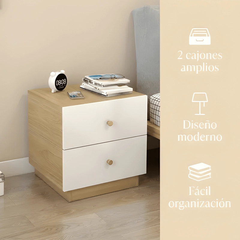 VELADOR 2 NIVELES CON CAJON MESITA MODERNO 50X42X47CM - 1