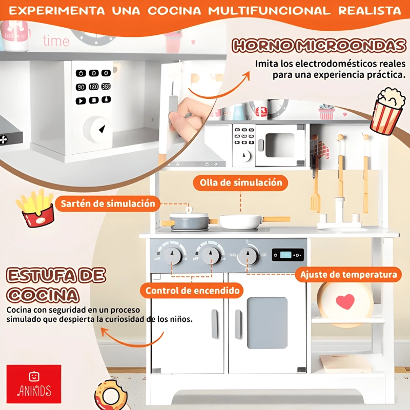 COCINA DE MADERA INFANTIL ESTILO KAWAII PARA NIÑOS #2 - 3