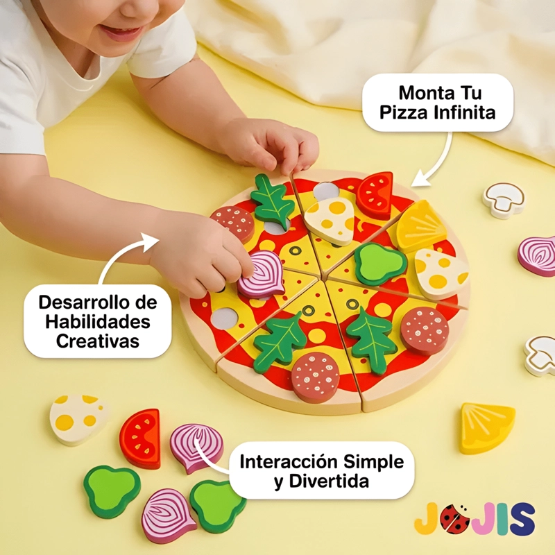 JUGUETE PIZZA DE MADERA COCINA INFANTIL SET PARA CORTAR - 4